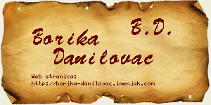 Borika Danilovac vizit kartica